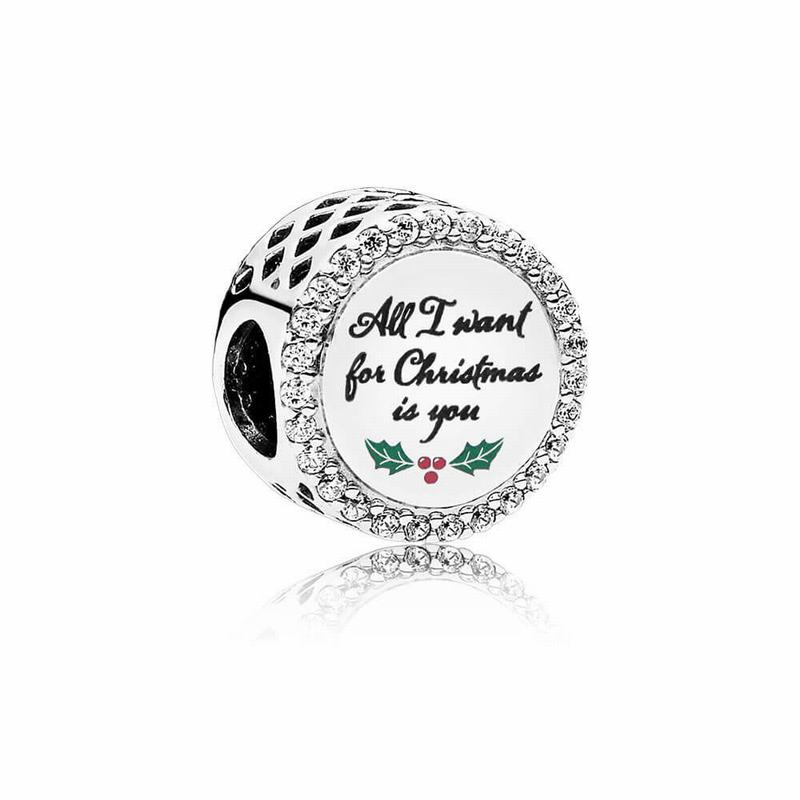 Pandora All I Want For Christmas Charm - Sterling Silver/Green/Cubic Zirconia - Canada | IW5946IY